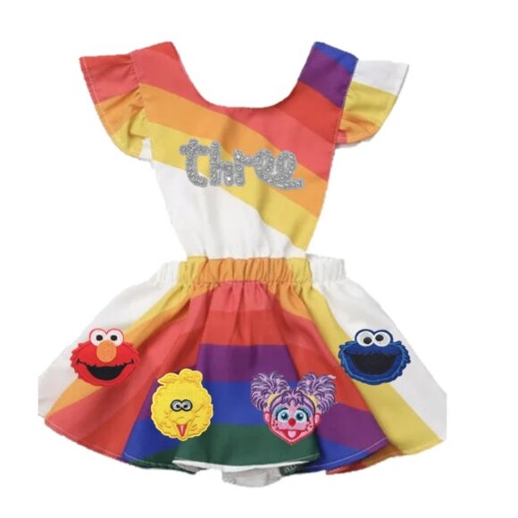 Elmo Dress Smash Cake Third Birthday Cookie Monster Clothes Sesame Street